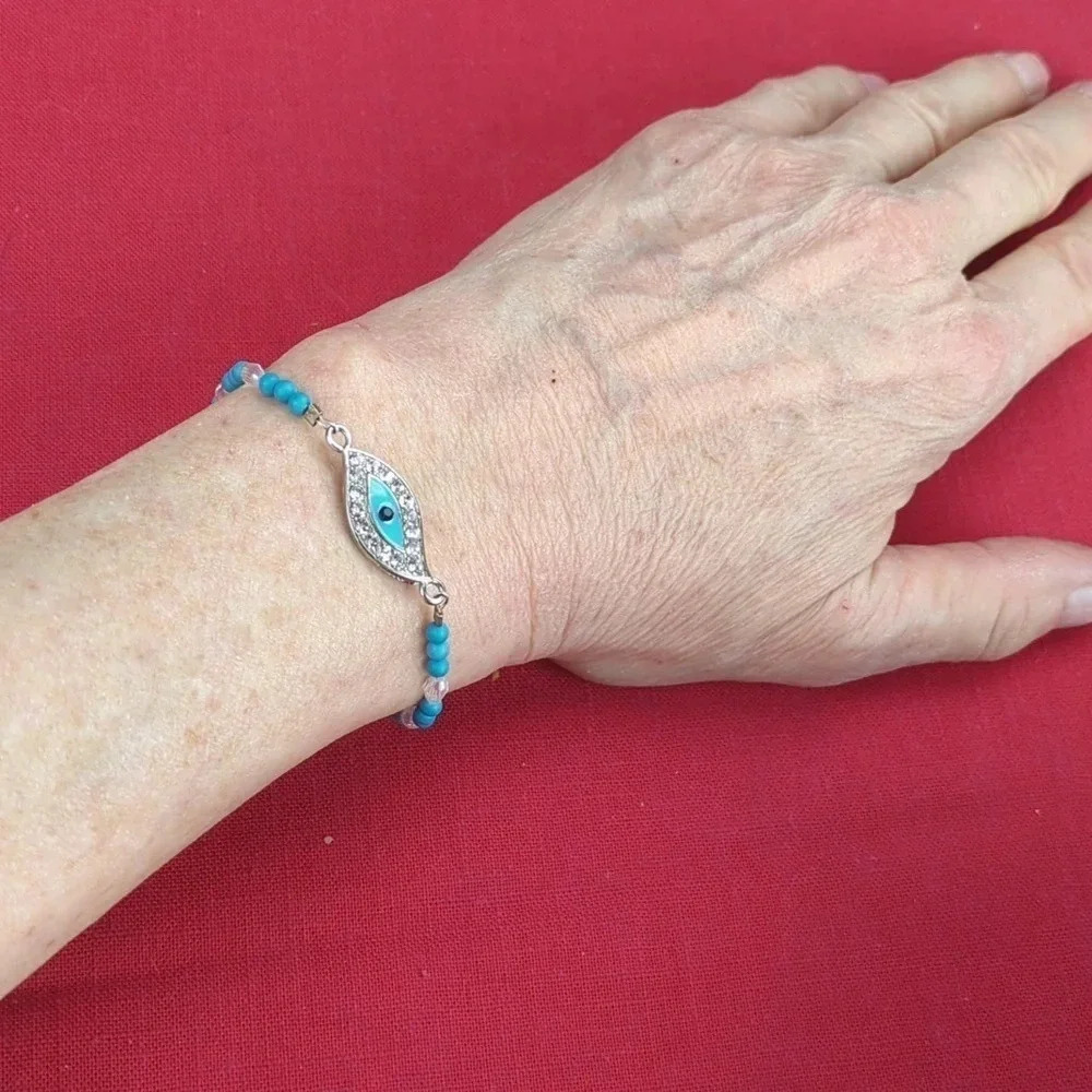 Ladies Evil Eye Bracelet For Small Wrist - Picture 3 of 6